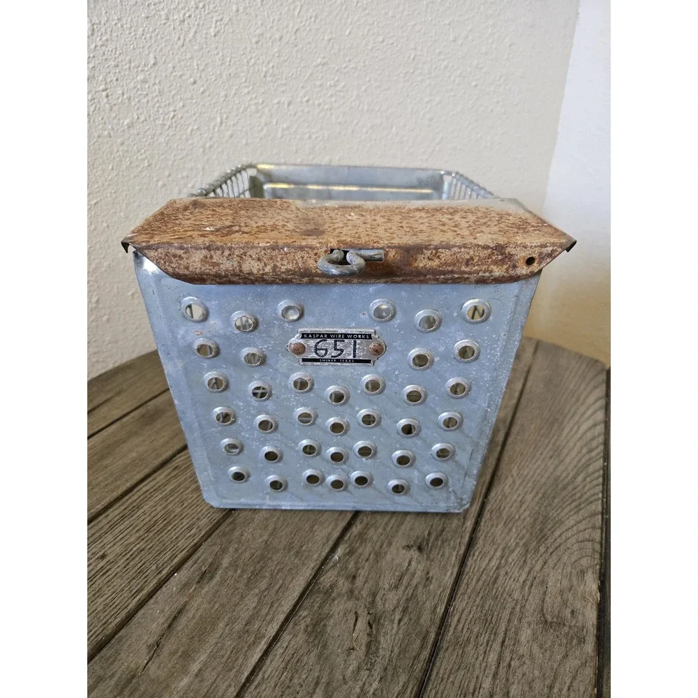 Vintage Kaspar Metal Wire Gym Locker Basket Rustic Primitive Farmhouse Cottage